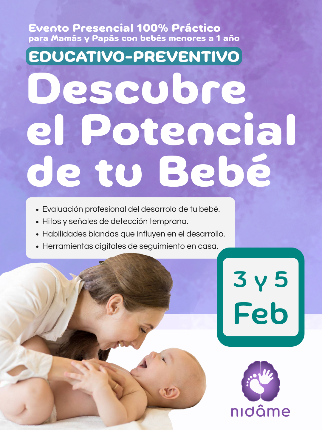 Flyer del Evento Descubre el Potencial de tu Bebé